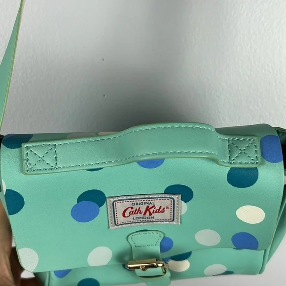 Cath Kidston Kids Retro Polka Dot Buckle Snap Closure Crossbody Bag Green Blue - Picture 11 of 14